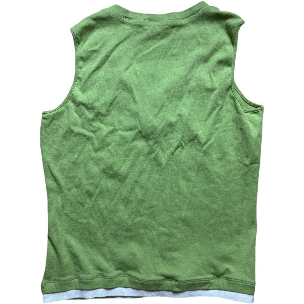 Women's By Design Green Sleeveless Layered V-Neck Tank Top Button Detail XL Y2K - Picture 7 of 11